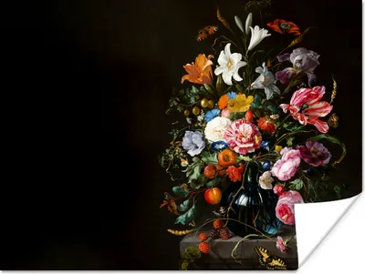 Produktbild von MuchoWow® Poster Alte Meister - Kunst - Vase mit Blumen - Jan Davidsz de Heem 120x90 cm - Wandbild