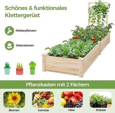 Obrázok produktu pre Vyvýšený záhradný box s latkovým obložením – drevený kvetináč na vonkajšie použitie – 235 x 63 x 102 cm