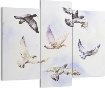 Produktbild von Bild auf Leinwand - Leinwandbild - Vögel Aquarell Wildheit Fliegen - 130x100cm - Wand Bild - Wanddeko - Leinwanddruck - Bilder - Kunstdruck - Leinwand bilder - Wandkunst - CB130x100-3066