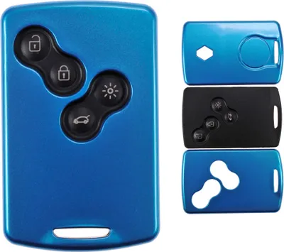 Produktbild von Auto Schlüssel Kunststoff Hülle ABS Plastik Schutz Cover Blau kompatibel mit Renault Koleos Captur Grand Scenic Megane Laguna Zoe KEYLESS SMARTKEY CARD