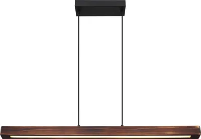 Produktbild von Globo Lighting Hängeleuchte Metall schwarz matt, Holz dunkelbraun, Kunststoff opal, Kabel PVC schwarz, Höhe kürzbar, LxBxH: 900x80x1200mm, inkl. LED 28W 230V, 3500lm Source, 1500lm Output, 3000K