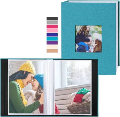Image de Album photo Lanpn 10x15cm 100 pochettes 2 paquets lin bleu vert
