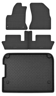 Image de Tapis en caoutchouc + bac de coffre pour Citroen C4 Picasso I 2006-2013 (monospace/break, 5 places) – 5 pièces, noirs, sur mesure