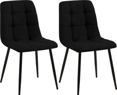 Produktbild von CLP 2er Set Esszimmerstuhl Tilde gepolstert mit Rückenlehne bis 150 kg belastbar schwarz Material Stoff