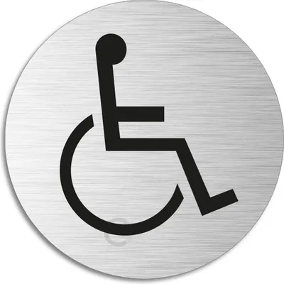 Produktbild von Schild - Rollstuhl | Türschild aus aus Aluminium Edellstahloptik Ø 75 mm