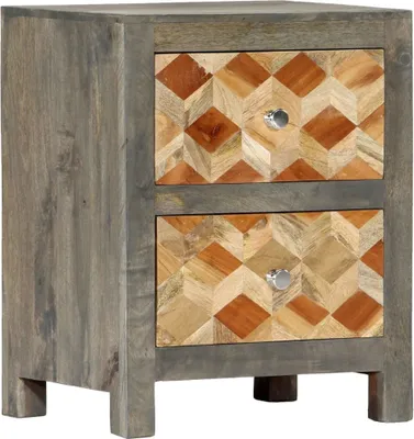 Image de Table de chevet Gris 40x30x50 cm Bois de manguier massif