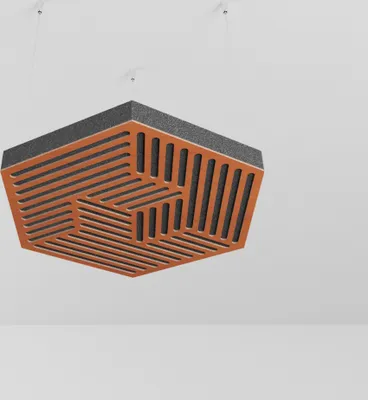 Produktbild von 2-Stück Akustik Deckenpaneele «HEXAGON-C» mit Montageset | Absorption - Diffusion - Reflexion - Schalldämmung - Isolierung | Acoustic Cloud Panel | 50x50x3cm | Farbe: Kirschbaum