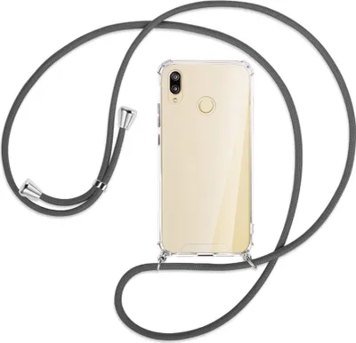 Produktbild von Handykette Backcover-Schutzhülle mit Band (Metall silberfarben) für Huawei P20 lite - dunkelgrau