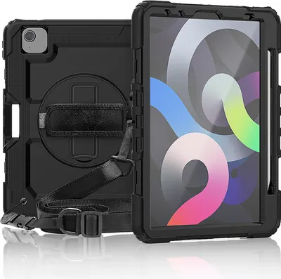 Produktbild von 4in1 Hülle mit Trageschleife für Apple iPad Pro 11 2020 Air 4 10.9 2020/2022 Outdoor Cover Schutz + Ständer Schwarz