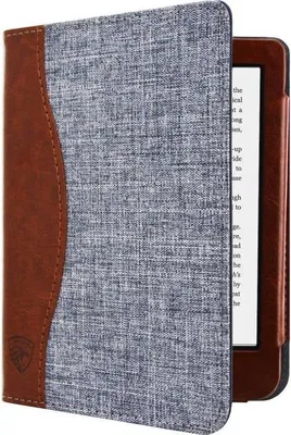 Produktbild von Dutch Shield - Jeans Case Hülle für das Kobo Clara 2E Ebook - Klapphülle Ereader Schutzhülle Cover Grau, Braun