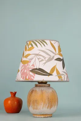 Produktbild von Opviq, Hochwertige Tischlampe, Keramikkörper, Orange, Ø25 h:20 cm, Höhe: 35 cm, Kabel: 150 cm, E27 Fassung, Max 40 W, Rustikales Design, Ideal für Wohnräume.