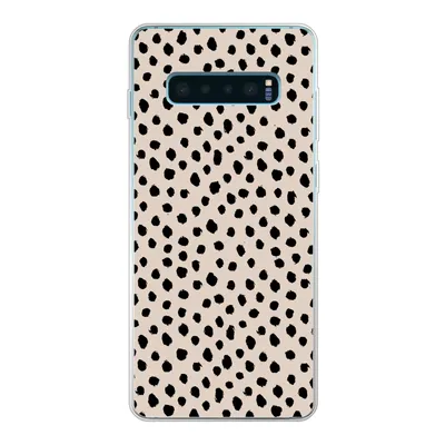 Produktbild von MuchoWow® Handyhülle Schutzhülle Hülle für Samsung Galaxy S10 Lite Polka dots - Schwarz - Beige Silikon Softcase Handy Hülle - Schutz