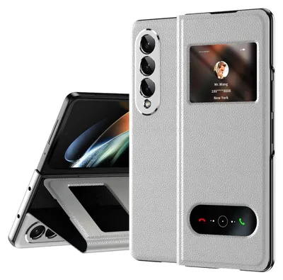 Image de Étui de protection en similicuir pour Samsung Galaxy Z Fold4 5G avec fenêtre de visualisation