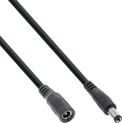 Produktbild von InLine® DC Verlängerungskabel, DC Stecker/Buchse 5,5x2,5mm, AWG 18, schwarz 0,5m