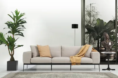 Image de Canapé 3 places Canapés 3 places Beige Tissu Salon Luxe Moderne Nouveau