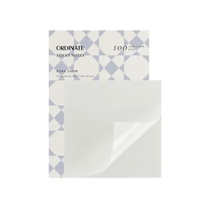 Produktbild von Ordinate Pure Snow Durchsichtige Transparent Sticky Notes Pastell | Bunte Haftnotizen | 75mm Farbige Notizblöcke | Notizzettel Büroartikel | 50pc