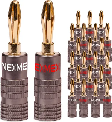 Produktbild von 24x Bananenstecker NEXMEX Ultimate 24K vergoldet High End Stecker Kabel bis 6mm²