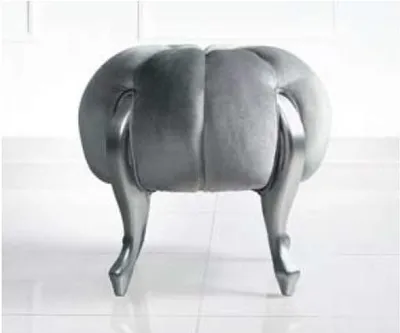 Produktbild von Luxus Hocker Fußhocker Polyester Wohnzimmer Sitz Stoff Grau Luxus Bank Samt