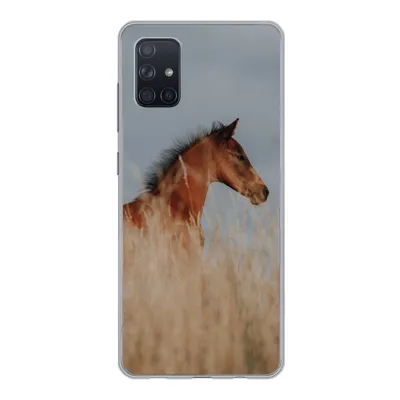 Produktbild von MuchoWow® Handyhülle Schutzhülle Hülle für Samsung Galaxy A71 Pferd - Luft - Gras Silikon Softcase Handy Hülle - Kartenbesitzer