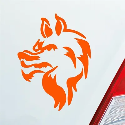 Produktbild von Auto Aufkleber Böser Wolf Hund Tier Animal Tribal Tattoo 12x9 cm Orange Sticker Heckscheibenaufkleber