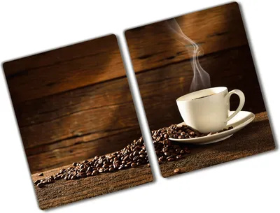 Produktbild von Tulup Glas Herdabdeckplatte - 2x40x52 cm - Glaskeramikkochfeld-Abdeckung Spritzschutz Glasabdeckplatte Kochplattenabdeckung und Schneidebrett - Zweiteilig - Essen & Getränke - Kaffeetasse - Braun