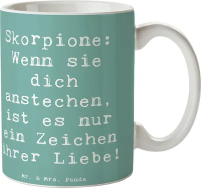 Produktbild von Mr. & Mrs. Panda Kaffeetasse Spruch Skorpion Liebe - Meeresbrise - Geschenk, Tasse, Geschenke Astrologie, Sternzeichen, Zitat, Becher, schöne, Humor, Stachel, Kreativ