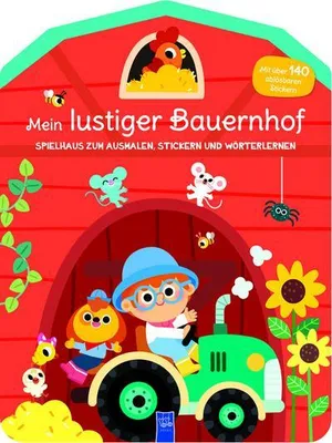 Obrázok produktu pre Mein lustiger Bauernhof - Spielhaus zum Ausmalen, Stickern und Wörter lerner