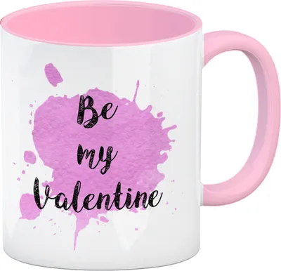 Produktbild von Be my Valentine Kaffeebecher Rosa mit rosa Farbkleks