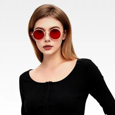 Produktbild von Retro Runde Metallrahmen Sonnenbrille für Damen und Herren mit UV400 Schutz