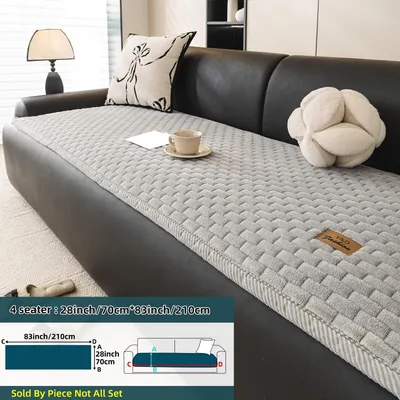 Produktbild von 1 Stück Flanell Sofabezug,rutschfest waschbar Haustierschutz,Heimdekoration,4 Sitzer L-förmige Wohnzimmer-Sofaauflage,Größe(70x210cm),Hellgrau