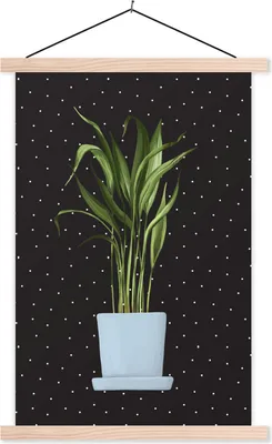 Produktbild von MuchoWow® Textilposter Pflanzen - Blumentopf - Dots 120x180 cm mit holzfarbenen Rahmen - Textil-Plakat