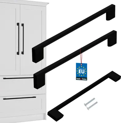 Produktbild von KOTARBAU® 2er Set Möbelgriffe Schwarz 221 mm Griffe Möbel ZnAl Schrankgriffe Griffe Küchenschränke Küchengriffe Schubladengriffe  Möbelgriffe Küchenschrankgriffe Schranktürgriffe Möbel Stangengriff