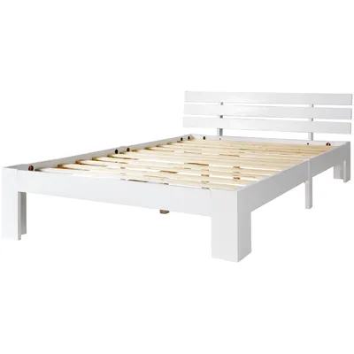 Produktbild von Massivholz-Doppelbett mit Lattenrost, klassisches Design, Weiß, 140x200 cm