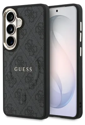 Produktbild von Guess 4G Lederhülle mit MagSafe für das Samsung Galaxy S26 - Goldene Umrandung - Schwarz