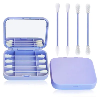 Produktbild von Wiederverwendbare Wattestäbchen mit Spiegel, waschbare Wattestäbchen zur Ohrreinigung, hautfreundliche Silikon-Ohrstäbchen, für Wimpernverlängerung, Lippenpinsel, Make-up-Entfernung, Wundpflege