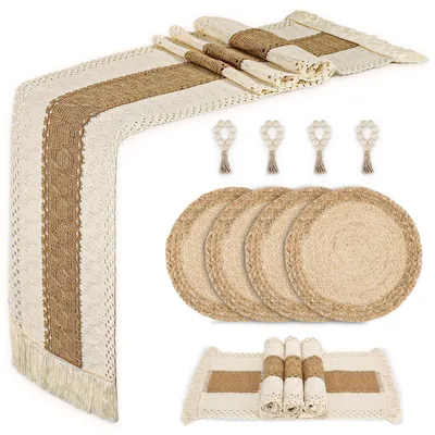 Productafbeelding van Elzusha - Set van 4 Boho Placemats met Tafelrunner
