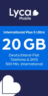 Produktbild von Lyca mobile International Plus S Ultra 4G/5G Prepaid Simkarte EU Roaming