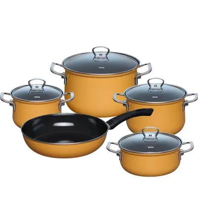 Produktbild von Riess Topfset 5-teilig Orange Emaille