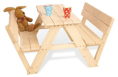 Produktbild von Pinolino Kindersitzgarnitur 'Nicki für 4 mit Lehne', natur Vollmassiv: Nadelholz, unbehandelt
