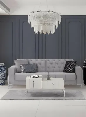 Image de Canapé deux places Canapé rembourré gris Canapé Canapé en tissu Design