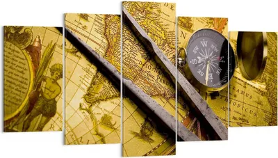 Produktbild von Bild auf Leinwand - Leinwandbild - Kompass Abenteuer Reisen - 160x85cm - Wand Bild - Wanddeko - Leinwanddruck - Bilder - Kunstdruck - Wanddekoration - Leinwand bilder - Wandkunst - EA160x85-0146