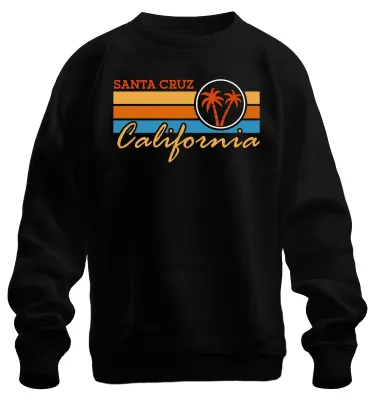 Obrázok produktu pre Mikina s kapucňou, štýl retro/vintage, motív Santa Cruz, California, Palmen Strand, čierna, veľkosť XL