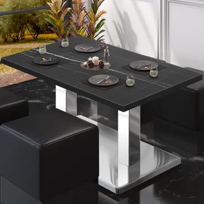 Produktbild von BM | Bistro Loungetisch | B:T:H 120 x 70 x 41 cm | Schwarz Marmor / Edelstahl | Bistro Tisch Loungetisch