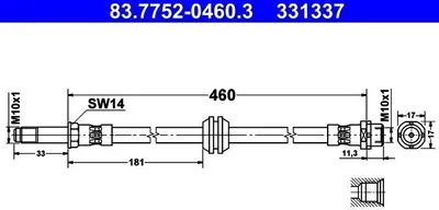 Produktbild von ATE 83.7752-0460.3 Bremsschlauch Vorne für BMW 3 Limousine (E46) 3 Touring (E46)