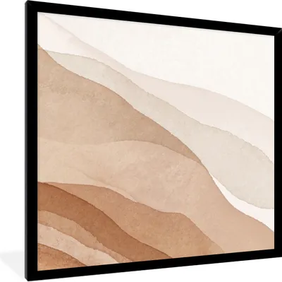 Produktbild von Poster mit Rahmen - Aquarell - Berg - Abstrakt - 40x40 cm - Poster mit zchwarzem Bilderrahmen