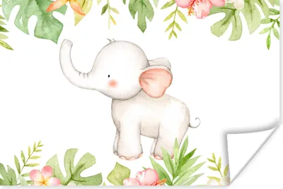 Produktbild von MuchoWow® Poster Elefant - Dschungel - Aquarellfarbe 180x120 cm - Fotoplakat