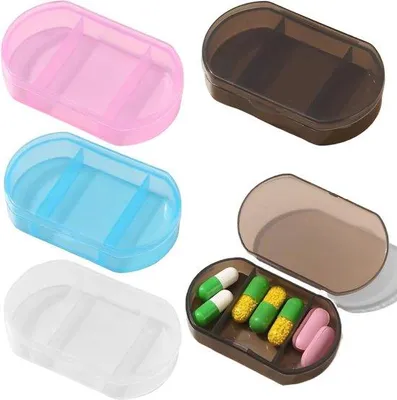 Produktbild von Famanu Pillendose 4 Stück mit 3 Fächern - Platzsparende Organizer für Vitamine und Supplemente