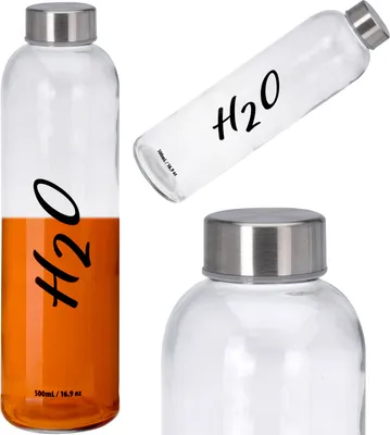 Obrázok produktu pre Sklenená Fľaša Na Vodu 750 Ml So Skrutkovacím Uzáverom, Dizajn H2O