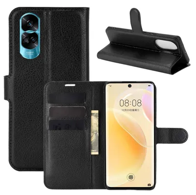 Produktbild von Für Honor 90 Lite Handy Tasche Schwarz Etuis Kunst-Leder Hülle Cover Case Book Neu
