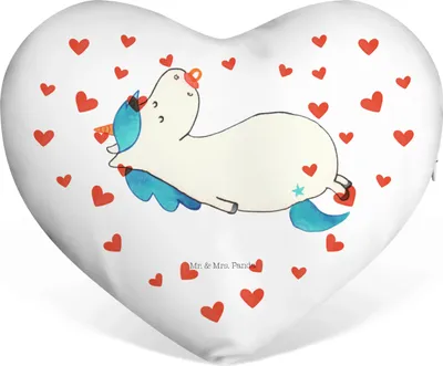 Produktbild von Mr. & Mrs. Panda Dekokissen Einhorn Schnuller - Weiß - Geschenk, Geburtstag, Mutter, Kuschelkissen, Sofakissen, Geburt, Unicorn, Kissen Herz, Herzkissen, Mama, Einhörner
